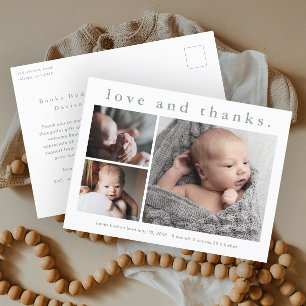 Love and Thanks Baby Photo Birth Announcement Postcard
