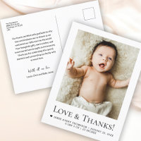 Love and Thanks Baby Photo Birth announcement