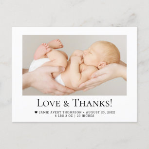 Love and Thanks Baby Photo Birth announcement Postcard