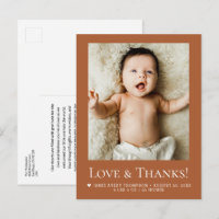 Love and Thanks Baby Photo Birth terracotta