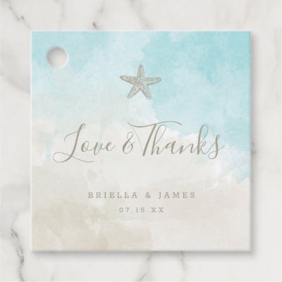 Love and Thanks Beach Watercolor thank you Favor Tags