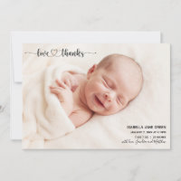 Love and Thanks Birth Announcement Photo Card