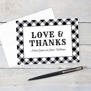 Love and Thanks Black Gingham BBQ Wedding Letterpress Thank You Card