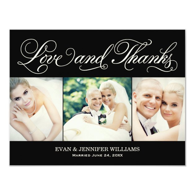 Love And Thanks | Black Wedding Thank You Card