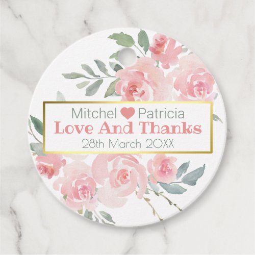 Love And Thanks Blush Pink And Greenery Wedding Favor Tags