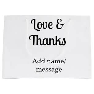 Love and thanks business name text message large gift bag