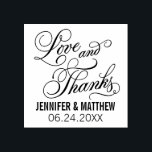 Love and Thanks Calligraphy Script Wedding Rubber Stamp<br><div class="desc">Wedding thank you rubber stamp design features "Love and Thanks" elegant script design with custom monogram that can be personalized with bride and groom names and wedding date.</div>