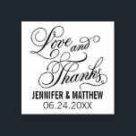 Love and Thanks Calligraphy Script Wedding Rubber Stamp<br><div class="desc">Wedding thank you rubber stamp design features "Love and Thanks" elegant script design with custom monogram that can be personalized with bride and groom names and wedding date.</div>