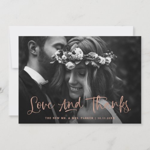 Love and Thanks  Casual Script Photo Wedding Thank You Card