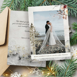 Love and Thanks Christmas holidays newlyweds photo Holiday Card