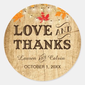 Love And Thanks Country Wedding Favor Sticker by LangDesignShop at Zazzle