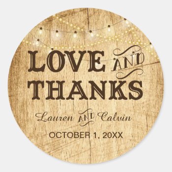 Love And Thanks Country Wedding Favor Sticker by LangDesignShop at Zazzle