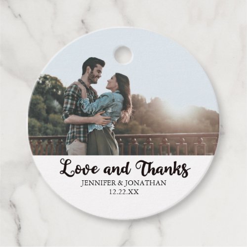 Love and Thanks Couple Photo Chic Wedding Favor Tags