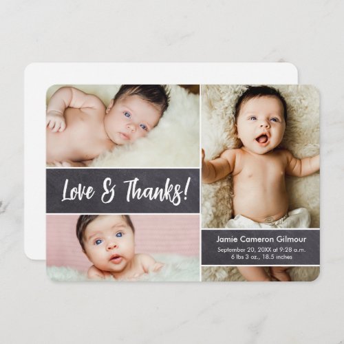 Love and Thanks Custom Photo Collage Baby Shower  Thank You Card