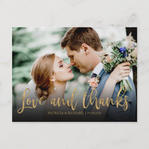 Love And Thanks Cute Photo Wedding Thank You Postcard