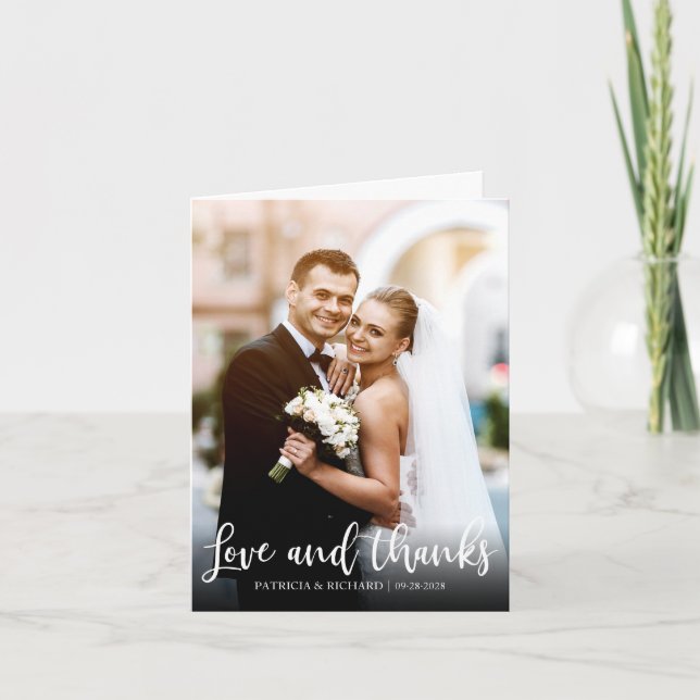Love And Thanks Cute Wedding Thank You Photo (Front)
