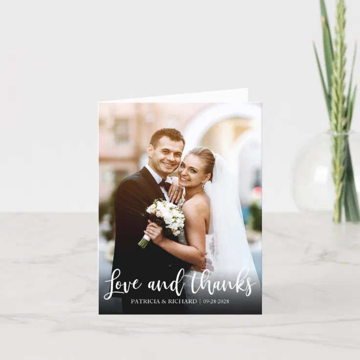 Love And Thanks Cute Wedding Thank You Photo | Zazzle