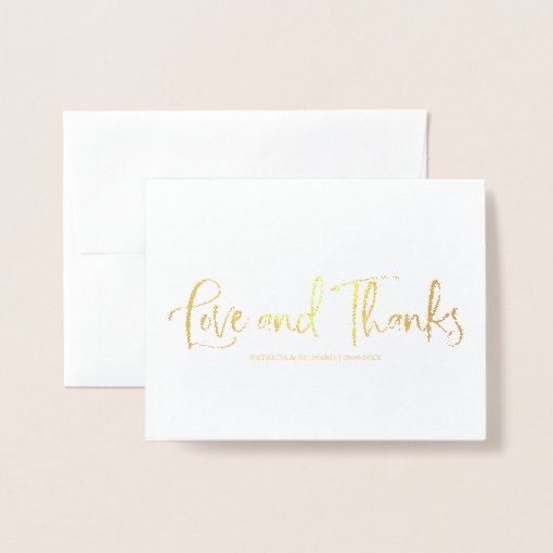 Love And Thanks Cute Wedding Thank You Photo Foil Card | Zazzle