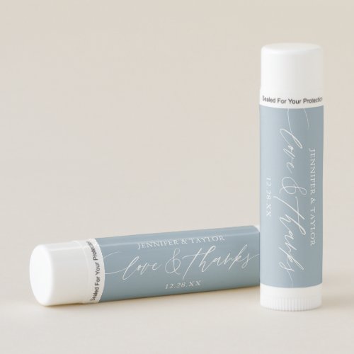 Love and Thanks Dusty Blue Wedding Favors Lip Balm