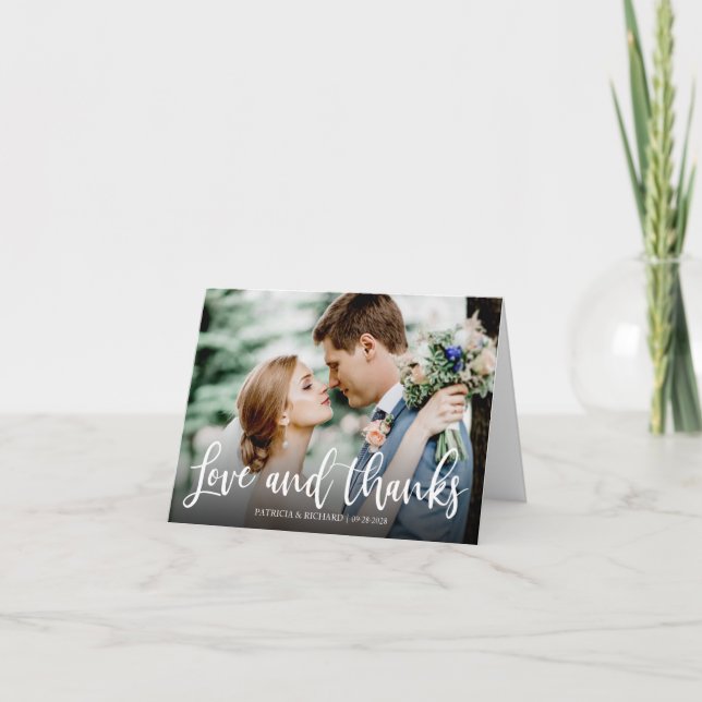 Love And Thanks Elegant Photo Wedding Thank You (Front)