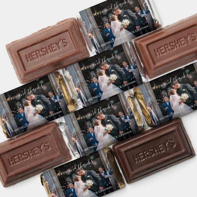Love and Thanks Elegant Script Photo Wedding Hershey's Miniatures (Assorted)