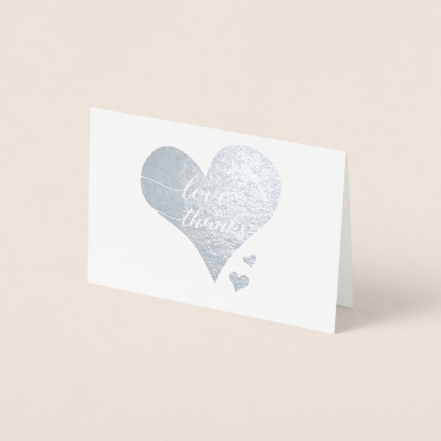 Love and Thanks - elegant script wedding Foil Card (Front)