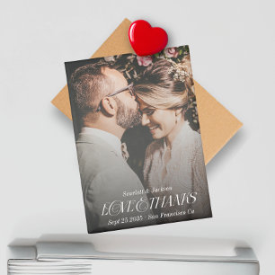 Love and Thanks Elegant Script Wedding Photo Magnet