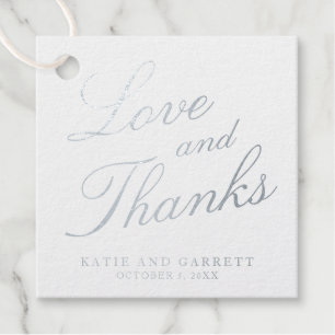 Love and Thanks Elegant Wedding Silver Foil Favor Tags