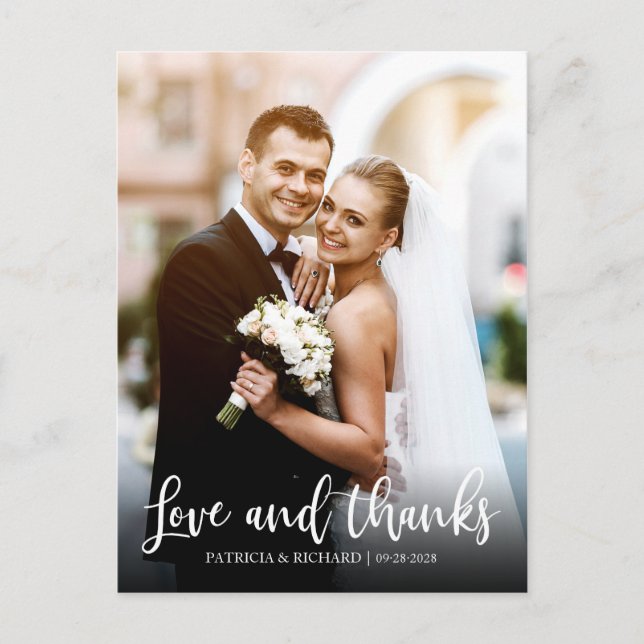 Love And Thanks Elegant Wedding Thank You Photo Postcard (Front)