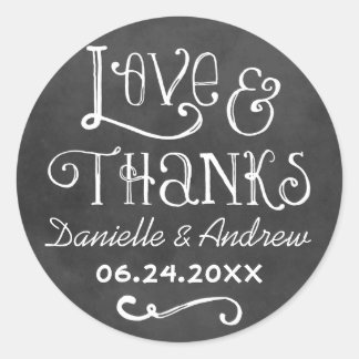 Love and Thanks Favor Sticker | Chalkboard Charm