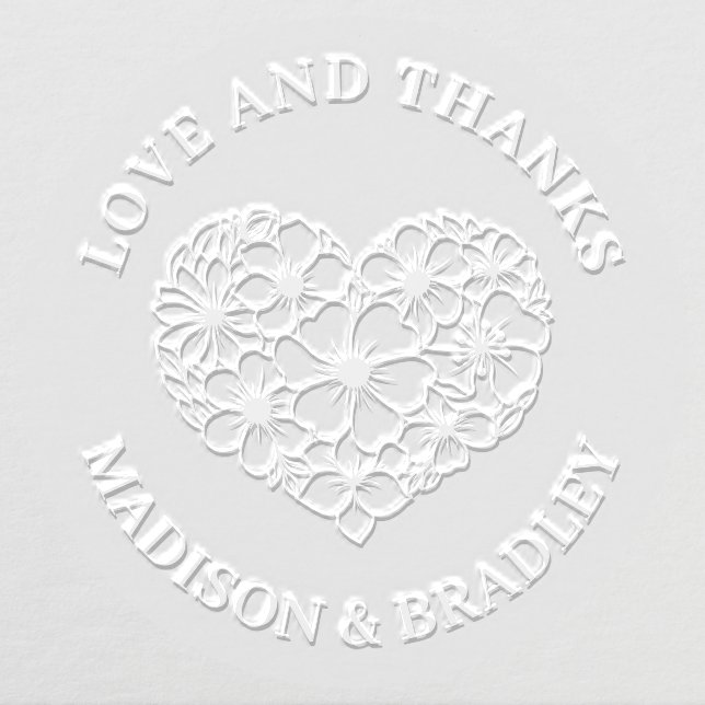 Love And Thanks Floral Heart Wedding Embosser (Design)