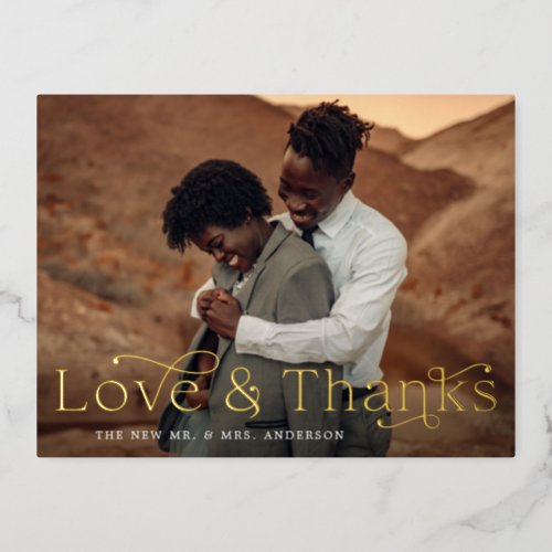 Love and Thanks Foil Wedding Thank You Postcard