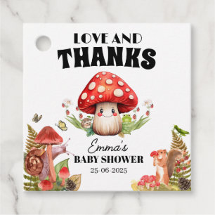 Love and Thanks Fungi Mushroom Moth Baby Shower Favor Tags