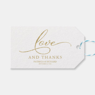 Love and Thanks Gold Foil Wedding Favor Tags