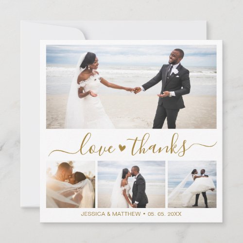 Love and Thanks Gold Script Photo Collage Wedding