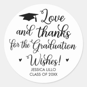 Love and Thanks Graduation Party Favor Sticker