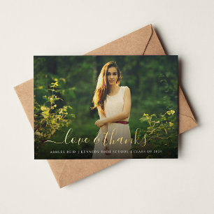 Love and Thanks Graduation Photo Overlay Foil Card
