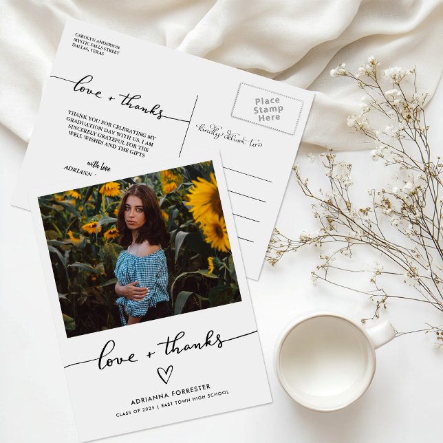 Love And Thanks Handwritten Cute Heart Graduate  Postcard (Creator Uploaded)