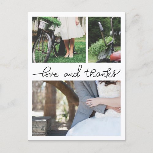 Love And Thanks Handwritten Three Wedding Photos Postcard