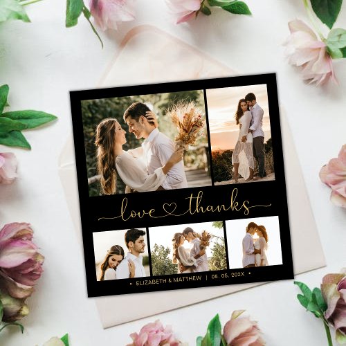 Love and Thanks Heart Black Gold Collage Wedding 