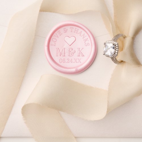 Love and Thanks Heart Couple Monogram Wedding Date Wax Seal Stamp