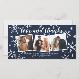 Love and Thanks Holiday Wedding Thank You Navy