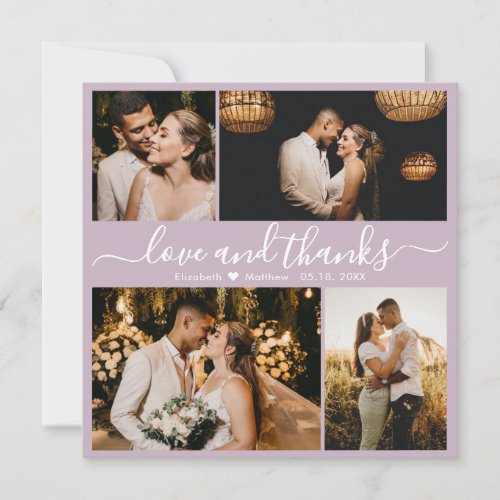 Love and Thanks Lilac Photo Wedding Thank You Card