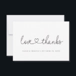 Love and Thanks minimal script  heart photo small Thank You Card<br><div class="desc">Introducing our Love and Thanks Heart Script Custom Photo Wedding modern Thank You Card, a beautiful and personalized way to express gratitude to your wedding guests. This card features an elegant script calligraphy font for the words "Love and thanks, " accompanied by a sweet heart detail, creating a romantic and...</div>