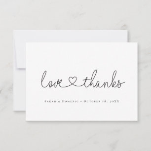 Love and Thanks minimal script  heart photo small Thank You Card