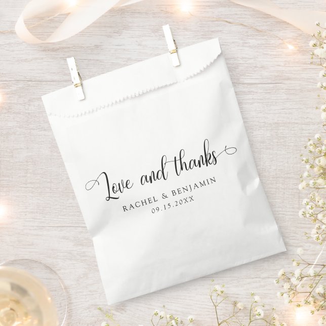 Love and thanks Minimal Wedding Elegant Simple Favor Bag (Clipped)