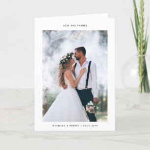 Love and Thanks Minimalist Wedding 2-Photo Letterpress Thank You Card