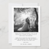 Love and Thanks Minimalist Wedding Photo Thank You Card (Back)