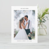 Love and Thanks Minimalist Wedding Photo Thank You Card (Standing Front)