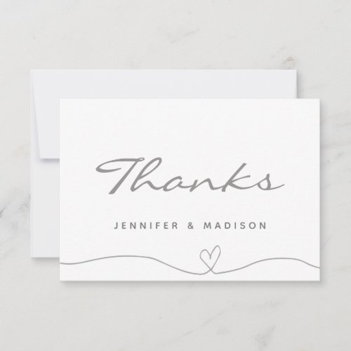 Love and Thanks Modern Black Wedding Monogram Than Thank You Card